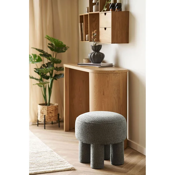 Pouf en tissu charbon - Calista