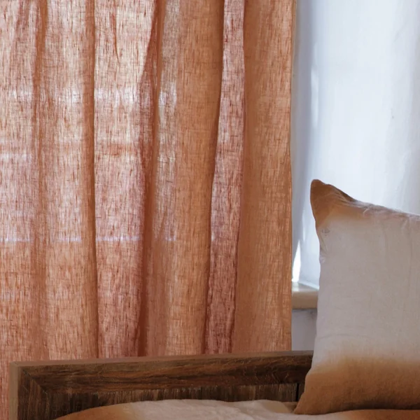 Rideau 140x280 cm voile lin lavé-froissé SONATE DECO orange Terracotta