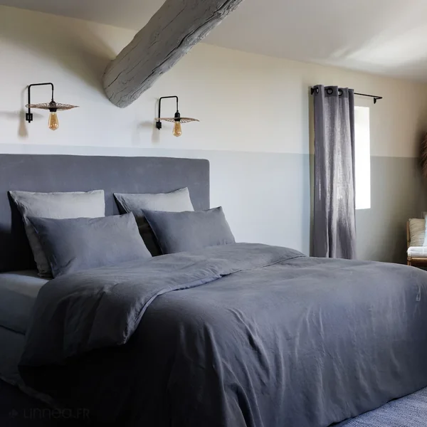 Rideau 8 œillets 140x280 cm OPERA DECO 50% lin et 50% coton gris brume