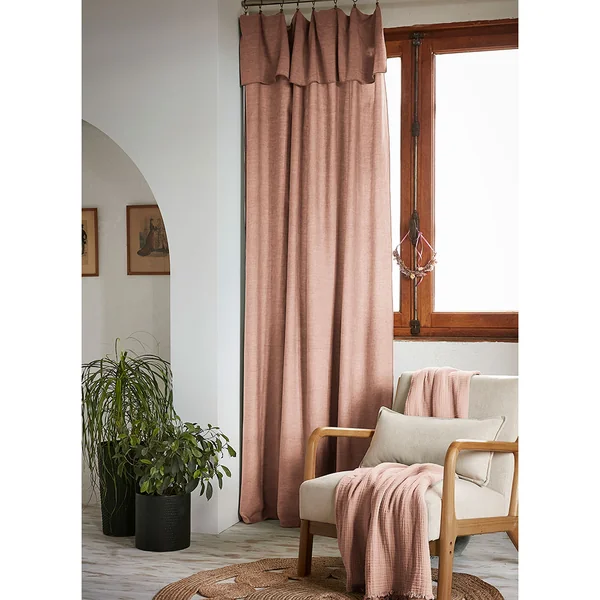 Rideau ajustable en lyocell blush avec 8 anneaux pince 140x270cm - Lysandre