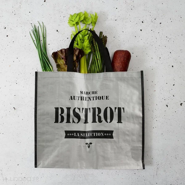 Sac de shopping cabas 40x45x20 cm SIERO gris et noir