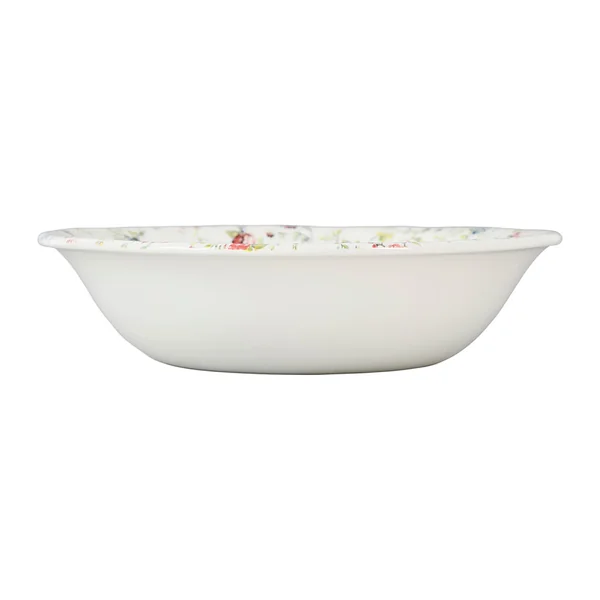 Saladier en faïence blanc et multicolore - fleurs champs