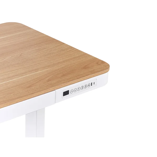 Schreibtisch elektrisch höhenverstellbar KENLY Braun / Weiß 120 cm 60 cm mit USB-Anschluss