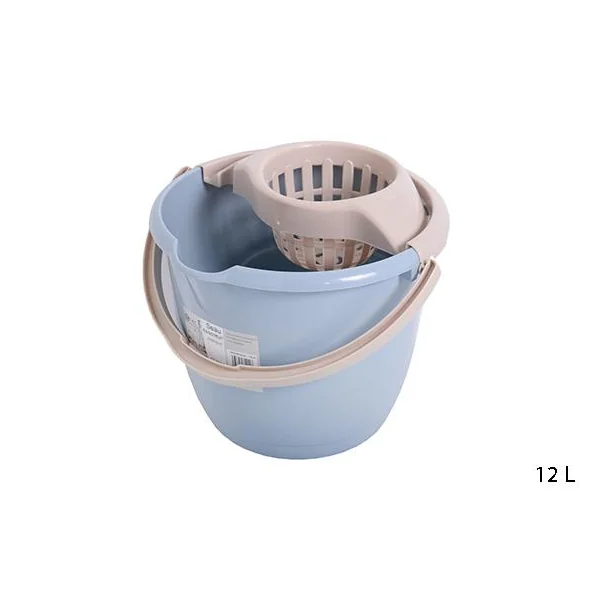 SEAU ROND AVEC ESSORREUR 12L BICOLORE GREGE BLEU