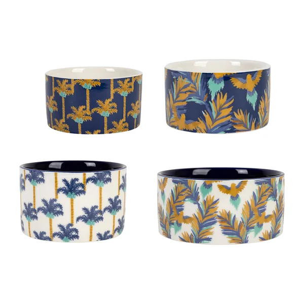 Service apéritif 4 pièces en porcelaine et bambou palmier - Mocoa