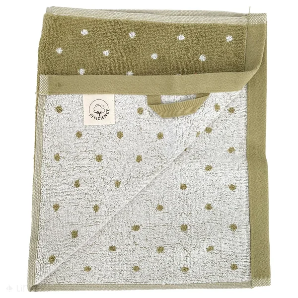 Serviette de toilette en coton 50x100 cm collection EFFICIENCE DOTS vert olive
