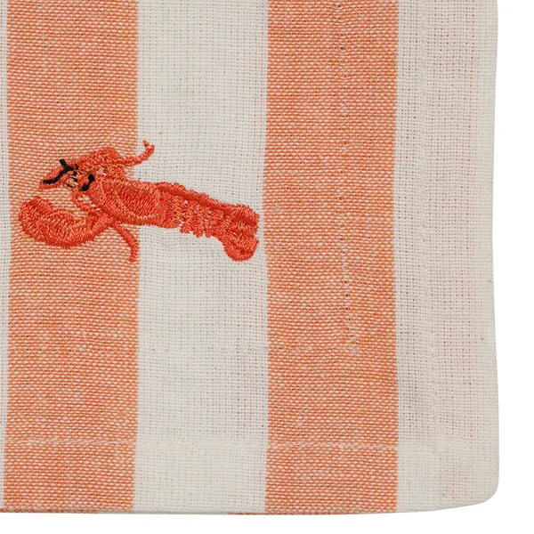 Serviettes de table x4 en coton rayé bleu, jaune, corail et vert 45x45cm - Plouf&Sun