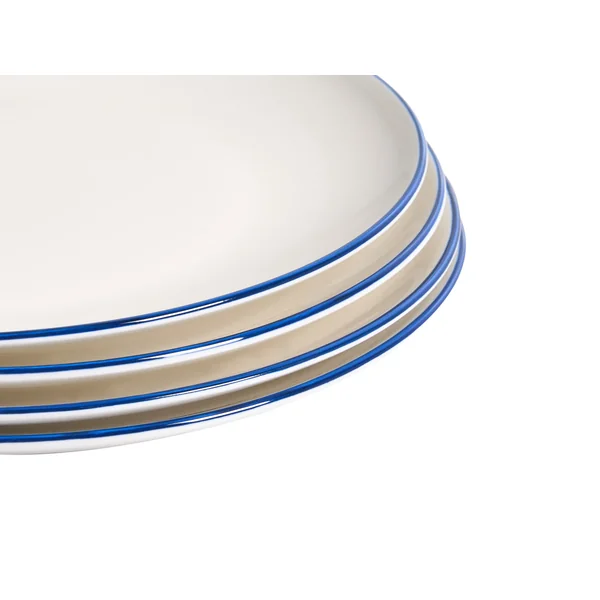 Set de 12 couverts de table CUMIN Porcelaine Blanc cassé/bleu