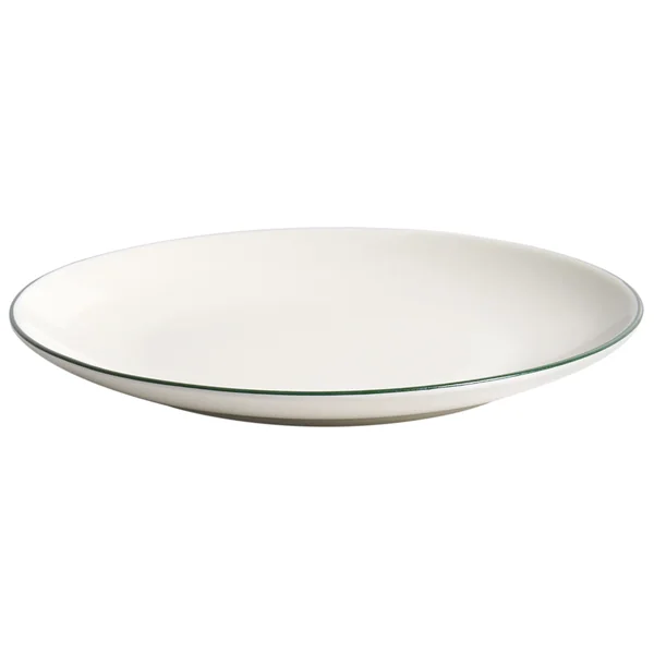 Set de 12 couverts de table CUMIN Porcelaine Blanc cassé/vert