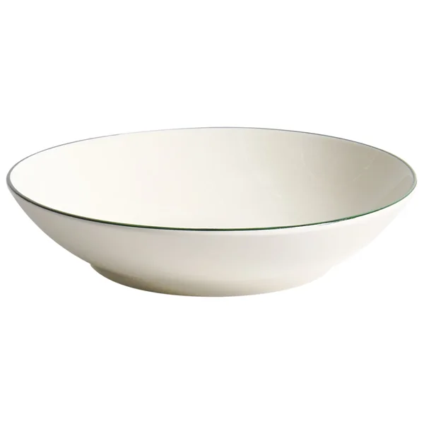 Set de 12 couverts de table CUMIN Porcelaine Blanc cassé/vert
