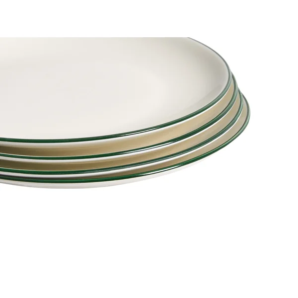 Set de 12 couverts de table CUMIN Porcelaine Blanc cassé/vert