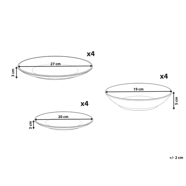 Set de 12 couverts de table CUMIN Porcelaine Blanc cassé/vert