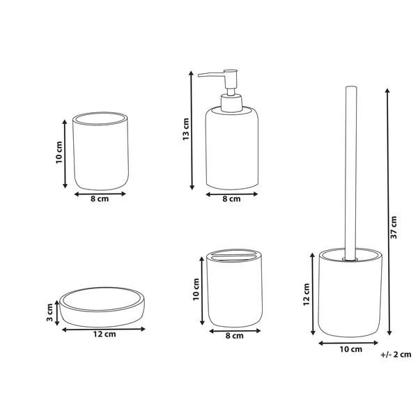 Set de 5 accessoires de salle de bain CAMANA Gris clair