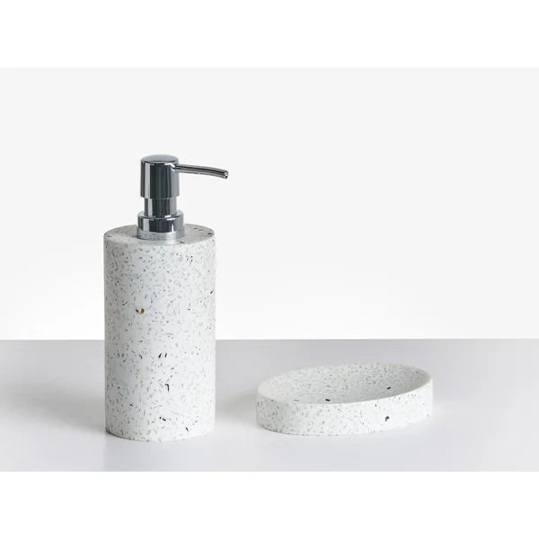 Set de 5 accessoires de salle de bain PERENE Terrazzo blanc