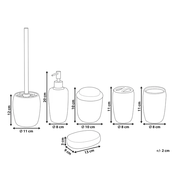Set de 6 accessoires de salle de bain PALMILLA Céramique Blanc cassé