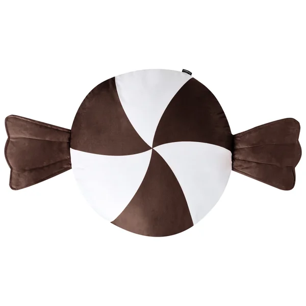 Set of 2 Decorative Cushions WHIRL CANDY Fabric 60 x 60 cm Brown/ White Christmas Motif