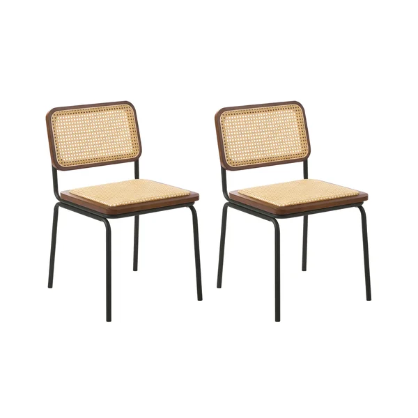 Set of 2 Dining Chairs CORVALLIS PE Rattan Brown