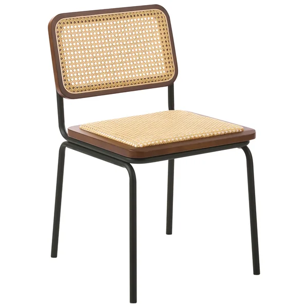 Set of 2 Dining Chairs CORVALLIS PE Rattan Brown