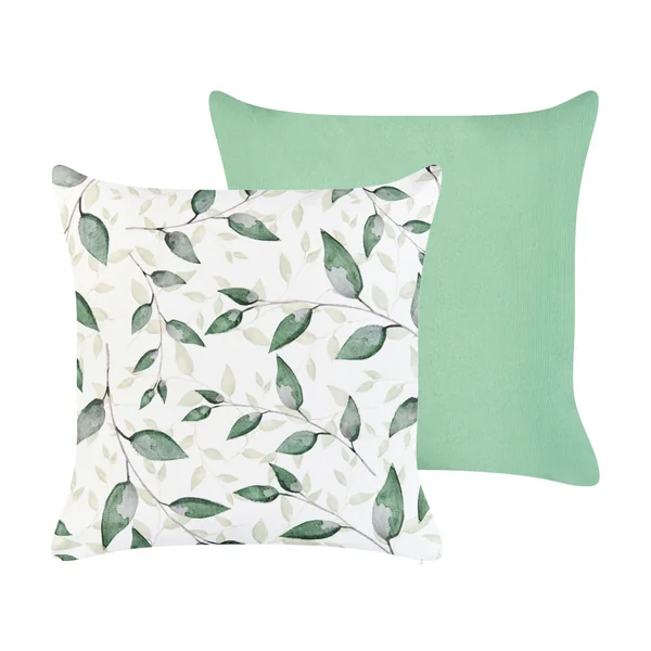 Set of 2 Outdoor Cushions FLYLEAF Plant Pattern 45 x 45 cm Green