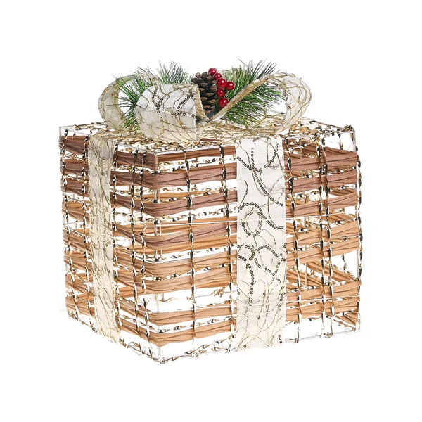 Set of 3 Christmas Decorations LED TISSO Christmas Gifts 20/25/30 cm Brown