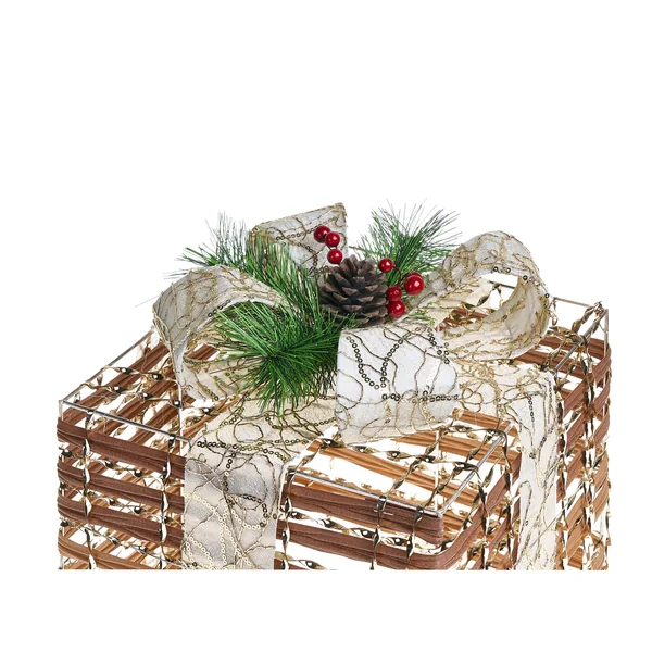 Set of 3 Christmas Decorations LED TISSO Christmas Gifts 20/25/30 cm Brown