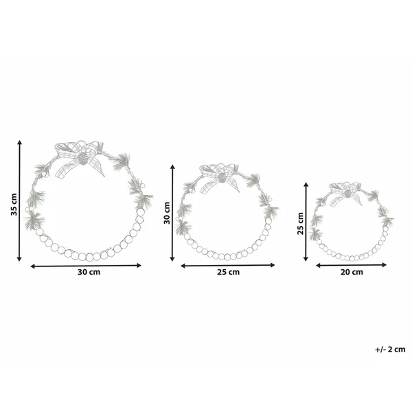 Set of 3 Hanging Decorations LED KEITELE Wreath 25/30/35 cm White