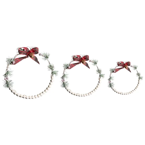Set of 3 Hanging Decorations LED KEITELE Wreath 25/30/35 cm White