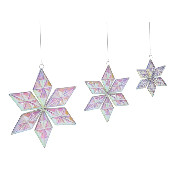 Set of 3 Hanging Decorations RENSJON Star 25/35/46 cm Multicolour