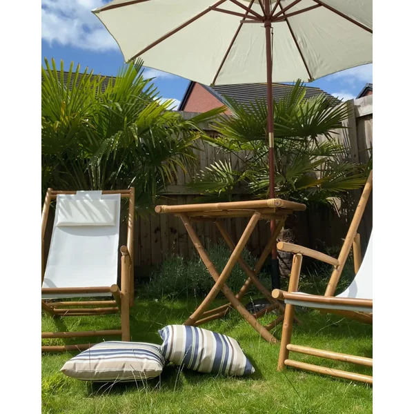 Set van 2 tuinkussens KASTOS gestreept 40 x 40 cm Taupe