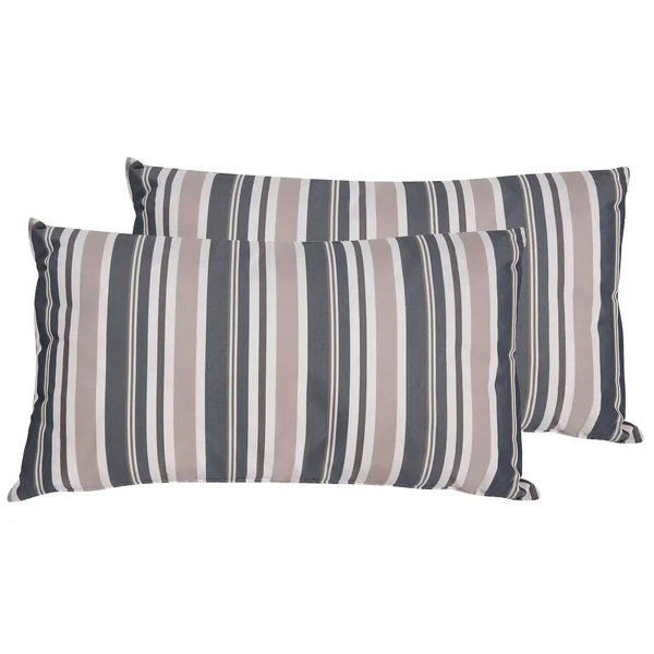 Set van 2 tuinkussens KASTOS gestreept 40 x 70 cm Taupe