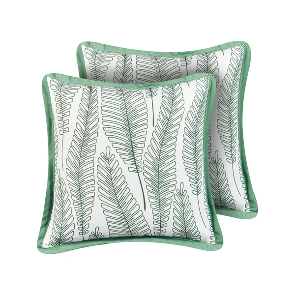 Set van 2 tuinkussens MEADOW bladpatroon 45 x 45 cm Groen