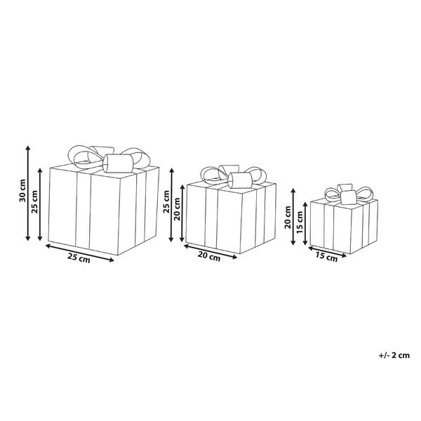 Set van 3 kerstdecoraties LED HALLANGEN Kerstcadeaus 20/25/30 cm Meerkleurig