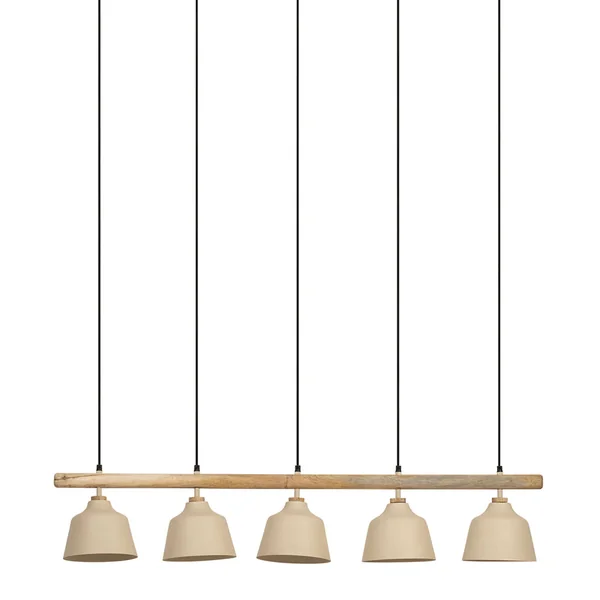 Suspension 5 lumières hauteur réglable en fer sable et manguier h125cm E27 - Ferese