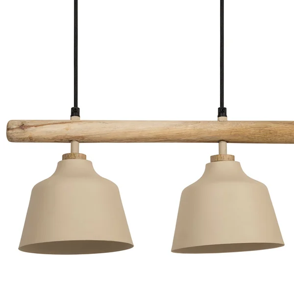 Suspension 5 lumières hauteur réglable en fer sable et manguier h125cm E27 - Ferese