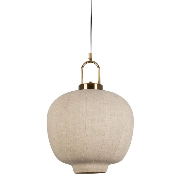 Suspension en fer et lin blanc cassé et doré d35cm E27 - Calypso