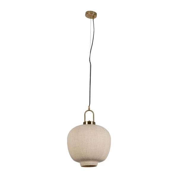 Suspension en fer et lin blanc cassé et doré d35cm E27 - Calypso