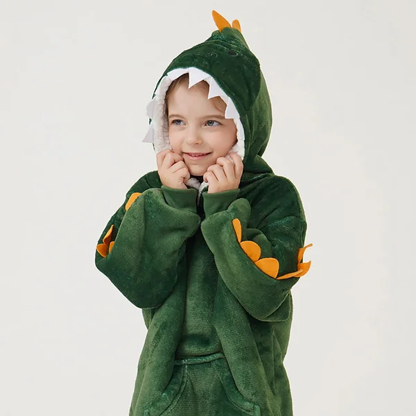 Sweat plaid dinosaure pour enfant en tissu vert 45x60cm