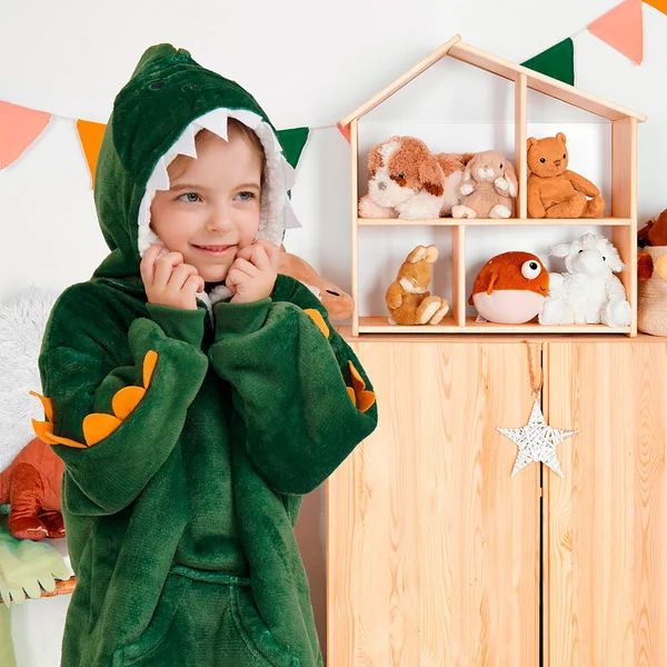 Sweat plaid dinosaure pour enfant en tissu vert 45x60cm