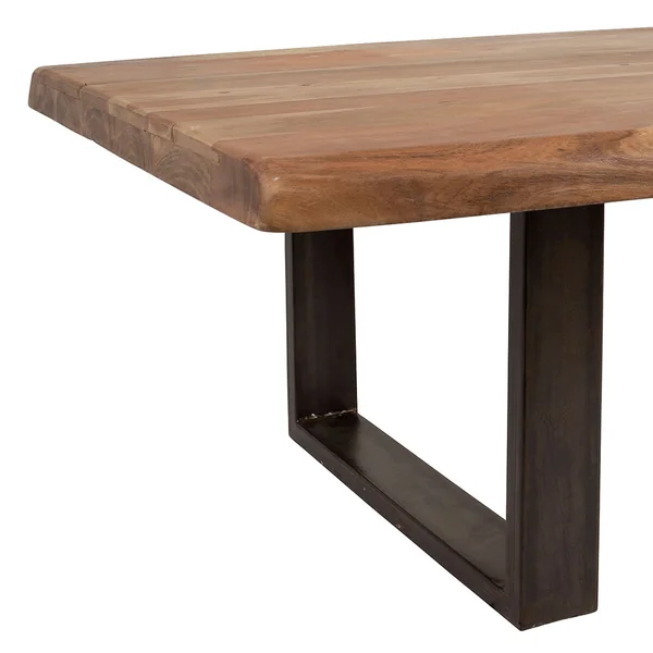 Table basse en acacia massif et pieds en fer noir 130x70cm - Factory