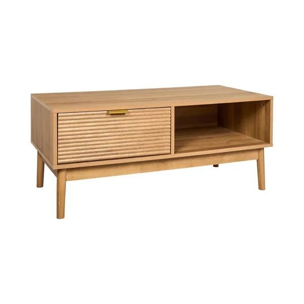 Table basse en bois 1 tiroir 1 niche 100x50cm - Tiphaine