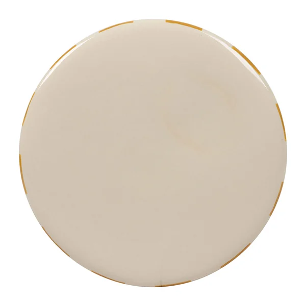 Table d'appoint ronde en grès rayé moutarde et blanc d33cm - Artist