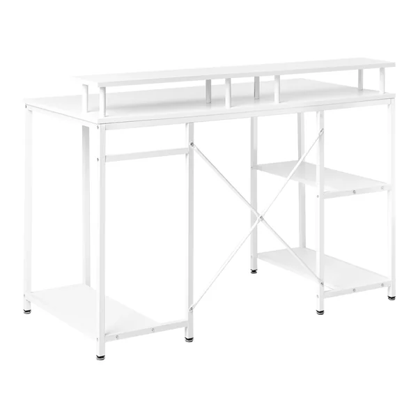 Table de bureau CADDO Blanc 120 cm 60 cm avec étagères
