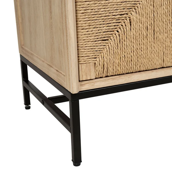 Table de chevet 1 porte en naturel et noir - Kenda
