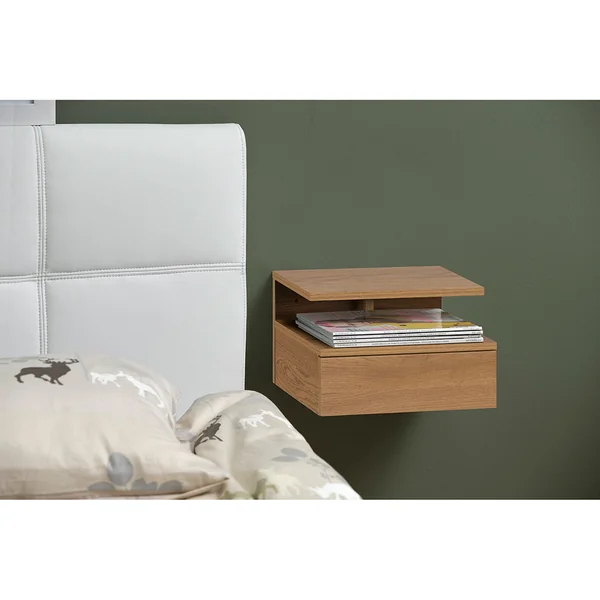 Table de chevet mural en bois naturel 1 tiroir 35x32cm - Ashlan
