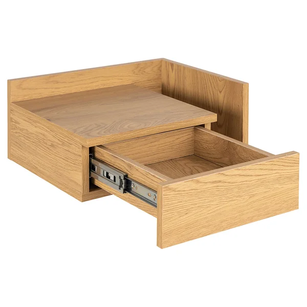 Table de chevet murale en bois naturel 1 tiroir 40x32cm - Ashlan