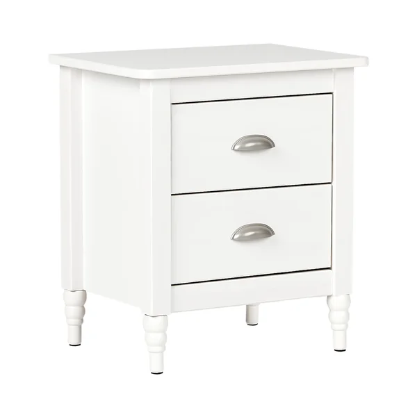 Table de nuit à 2 tiroirs SHILLINGTON Bois de pin Blanc