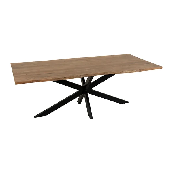 Table de repas en acacia et pieds en fer noir 220x100cm - Brooklyn