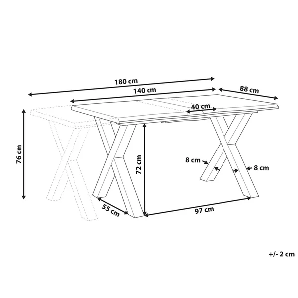 Table de salle à manger extensible BRONSON Marron 140/180 cm 90 cm