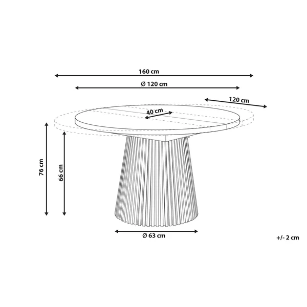 Table de salle à manger extensible MOORE Frêne foncé 120/160 cm 120 cm