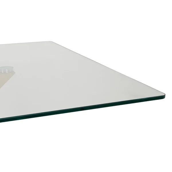 Table à manger en verre trempé et métal naturel 180x90cm - Adela
